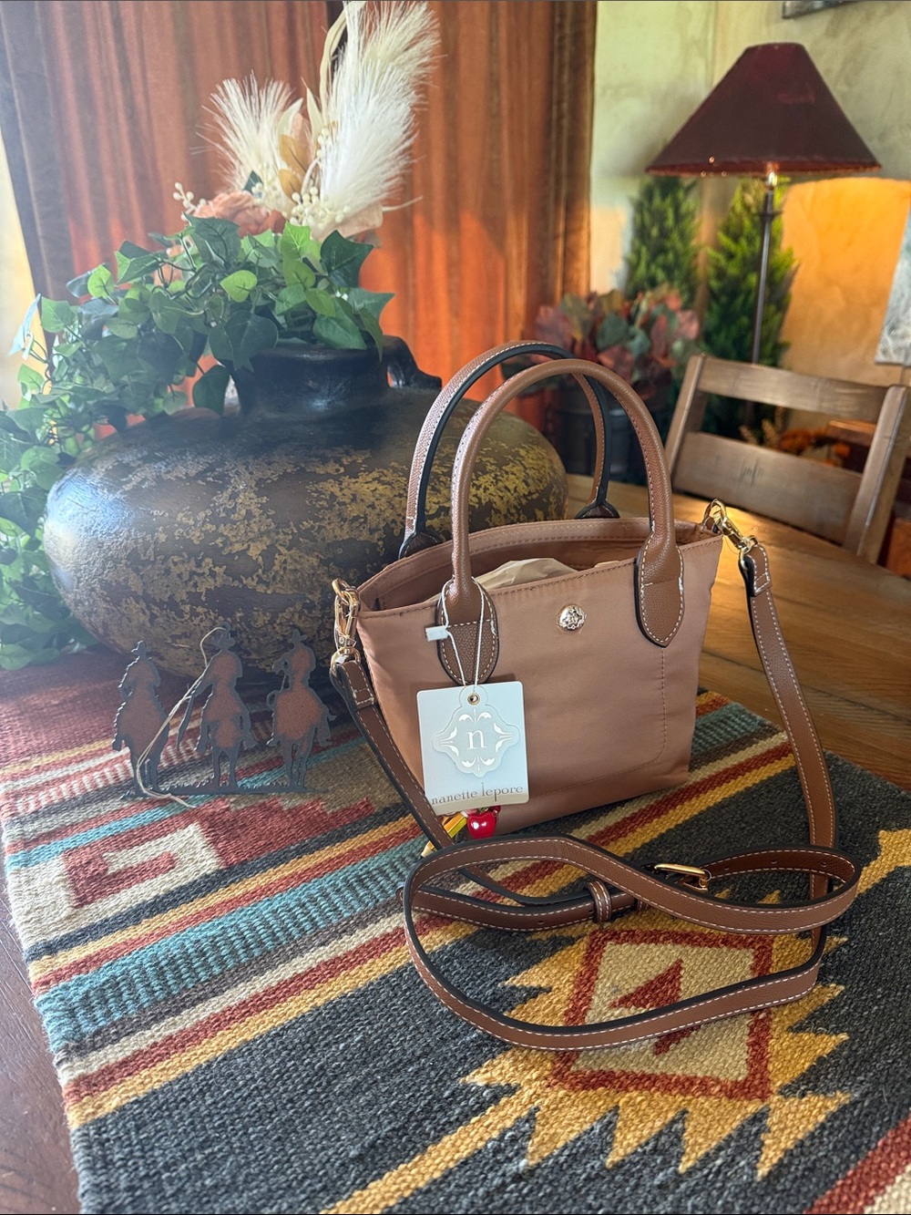 Nanette Lepore Tan Mini Tote with Adjustable Crossbody Strap - Picture 1 of 11